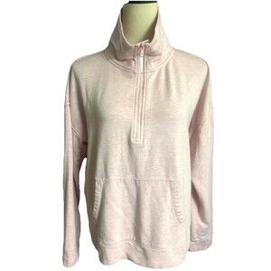 Vineyard Vines Womens L Pink 1/4 Zip Pullover Funnel Neck Pocket Sweatshirt